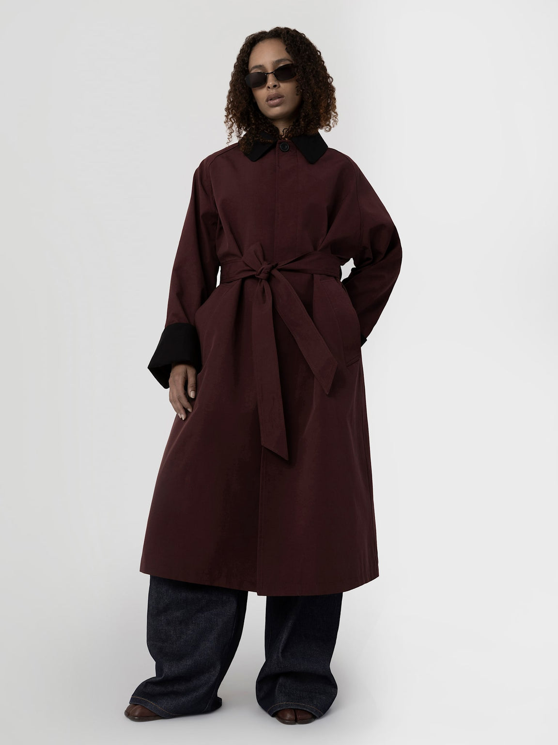 JOEL CANVAS COAT - BURGUNDY/BLACK