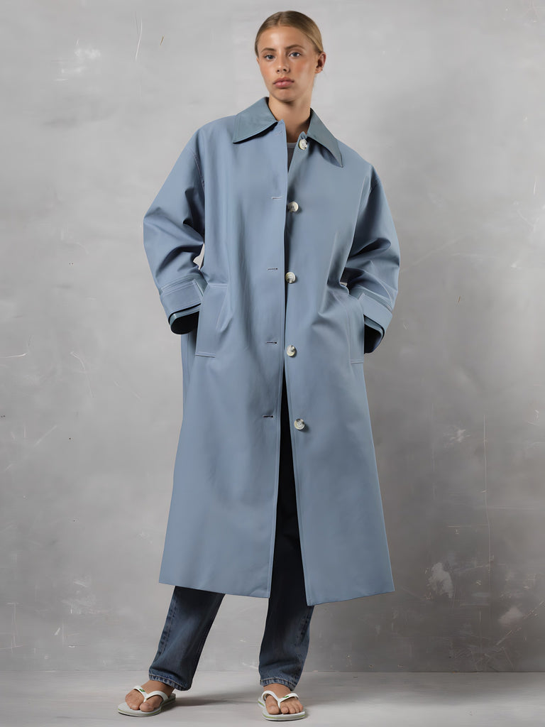 RENE CANVAS COAT - DUSTY BLUE