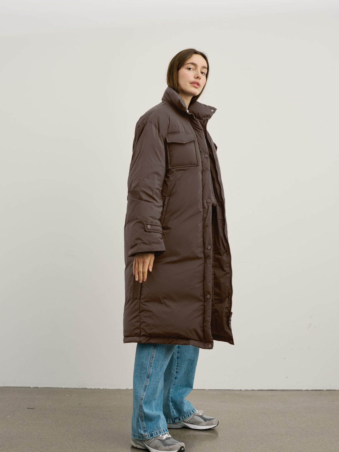 EMMA DOWN COAT - DARK BROWN