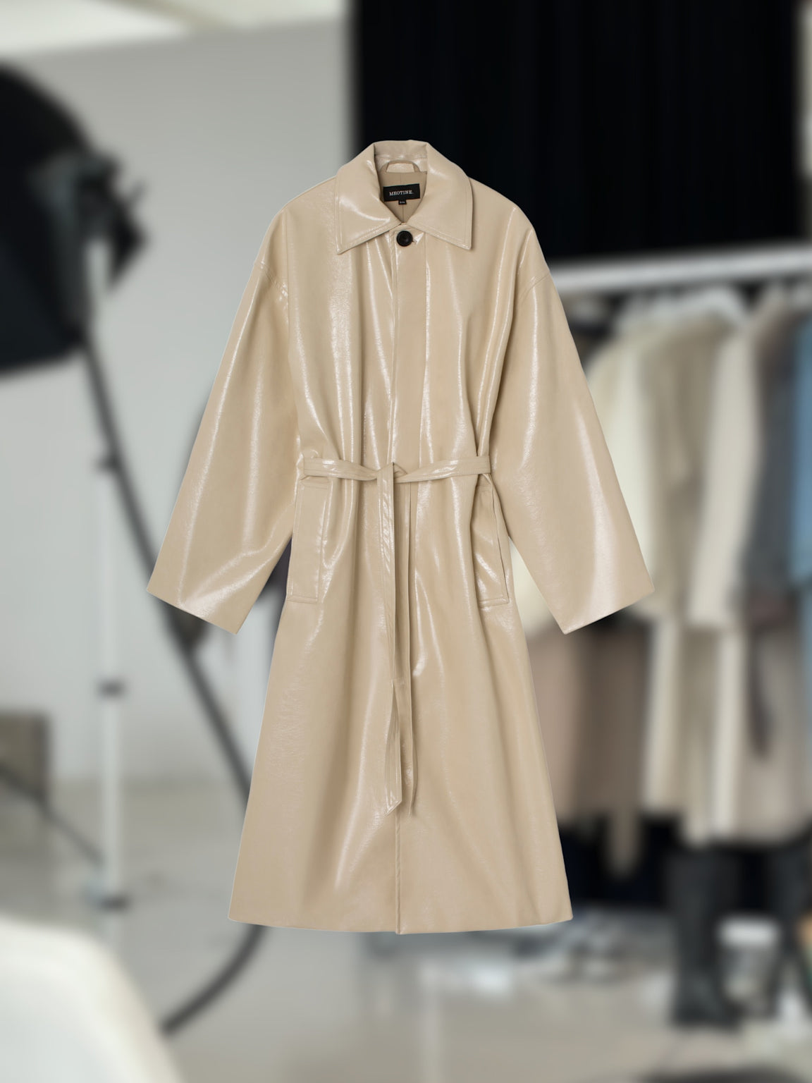 LEVI VEGAN LEATHER COAT - CRÈME