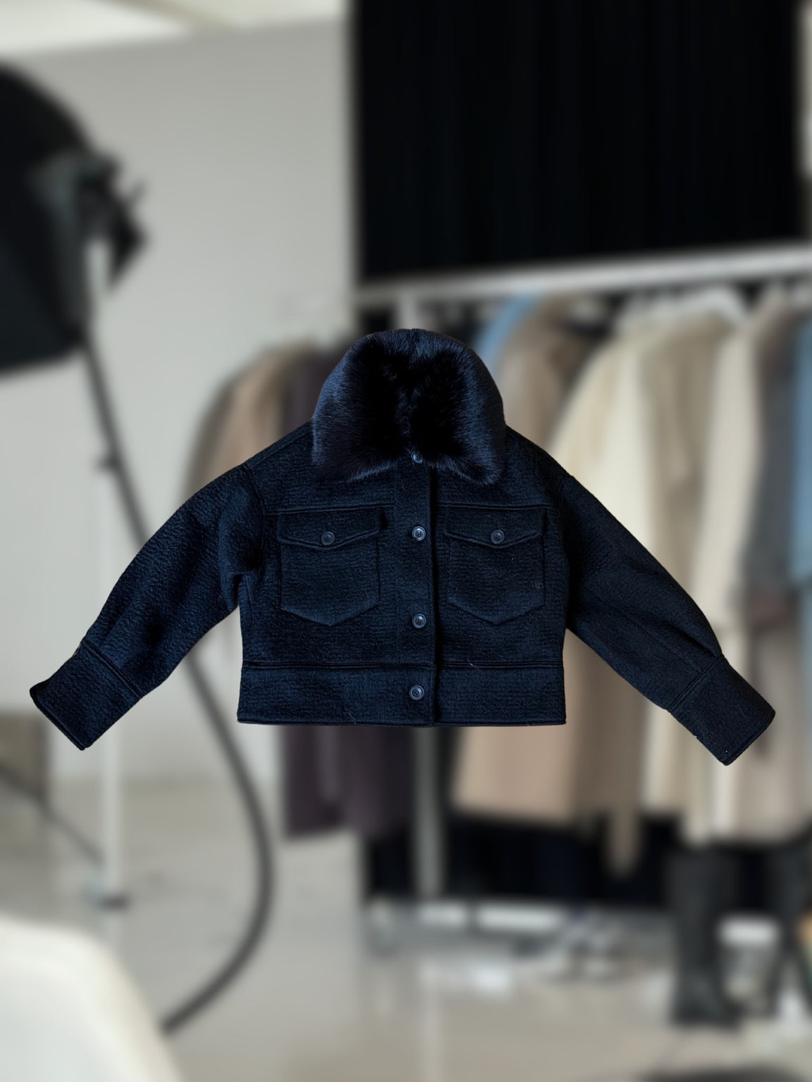 CHARLIE JACKET MOHAIR FAUX FUR - BLACK