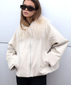 NICO JACKET MONGOLIAN FUR - CREME