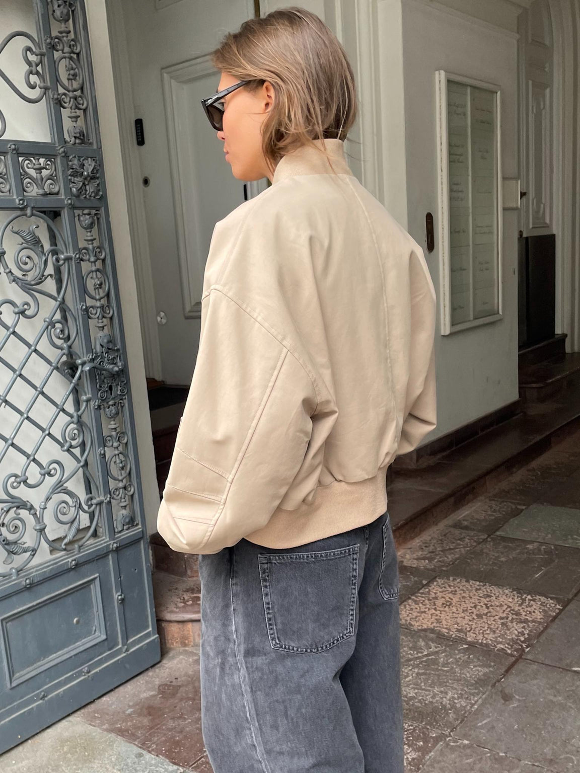 KIAN CANVAS BOMBER JACKET - BEIGE