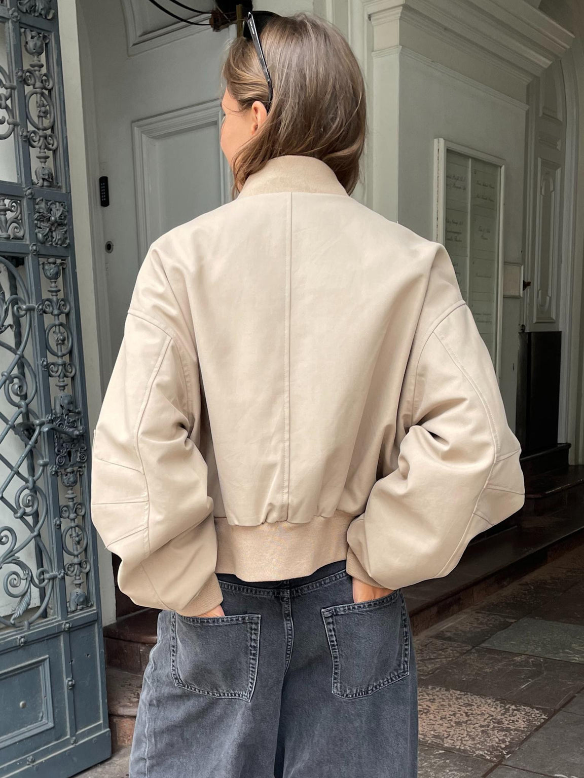 KIAN CANVAS BOMBER JACKET - BEIGE