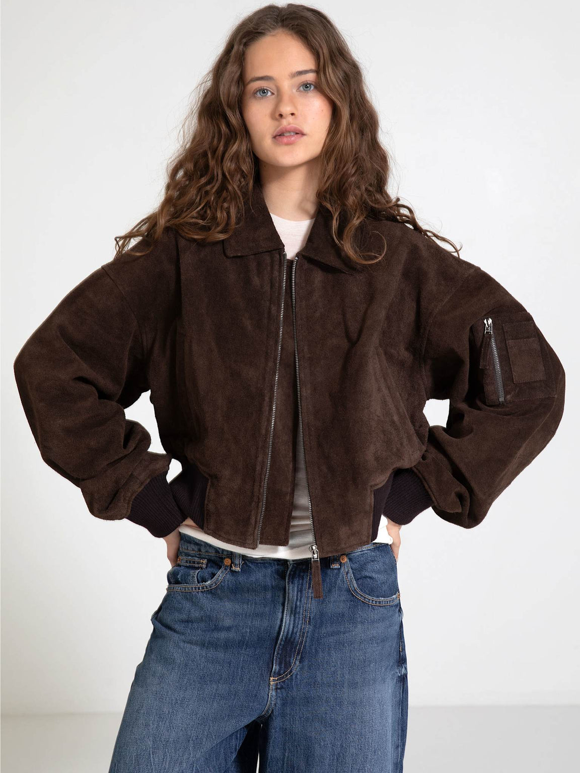 BONNIE SUEDE BOMBER - BROWN