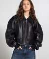 BONNIE LEATHER BOMBER - BLACK