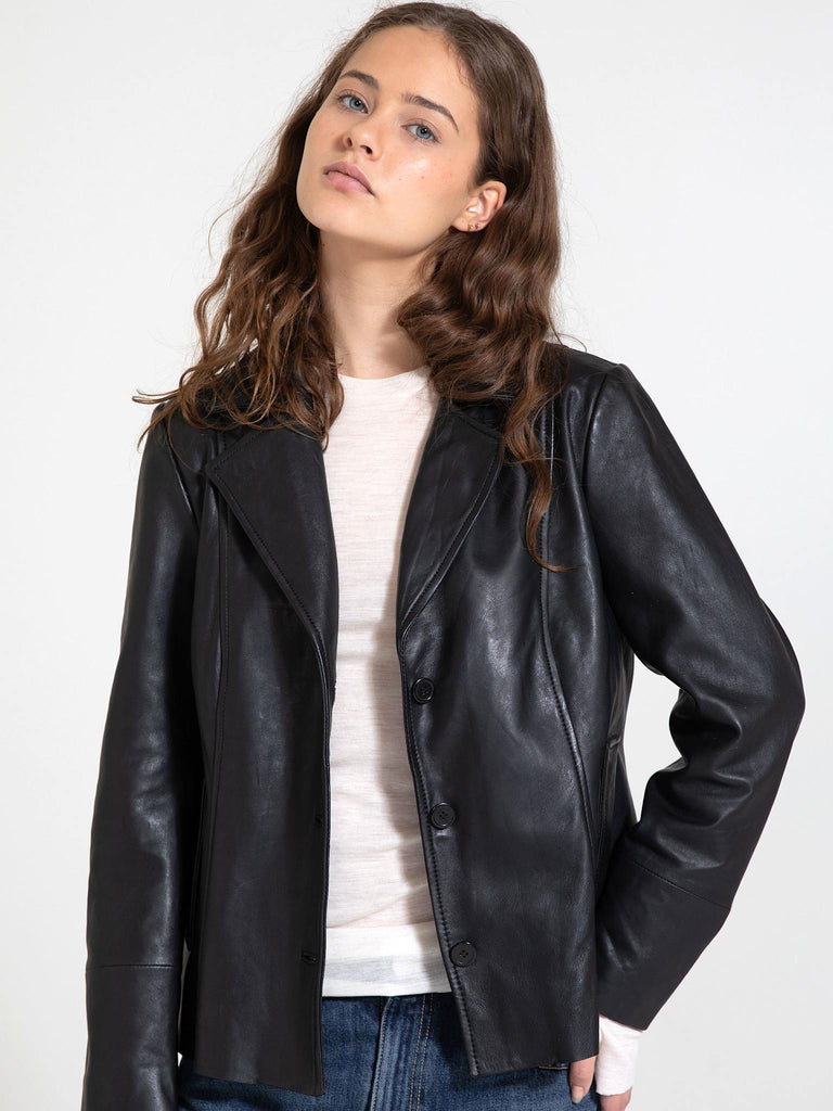 DREW LEATHER JACKET - BLACK