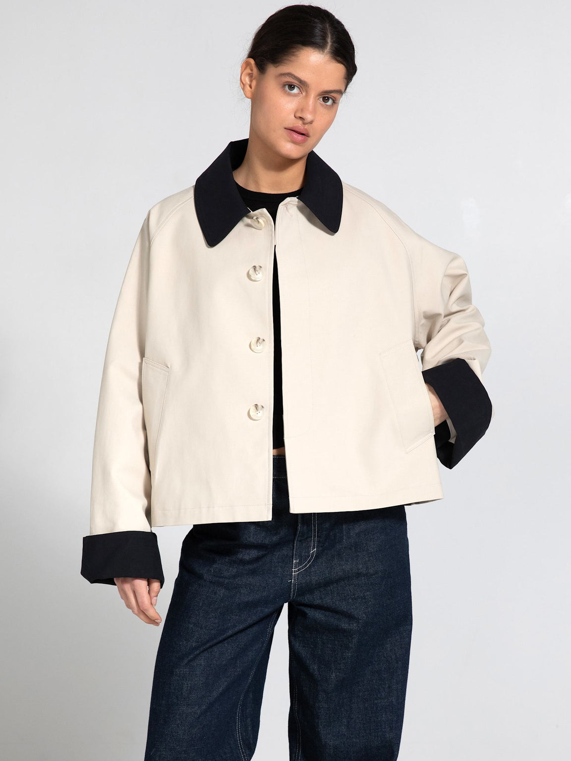 JOEL CANVAS JACKET - CREME/BLACK