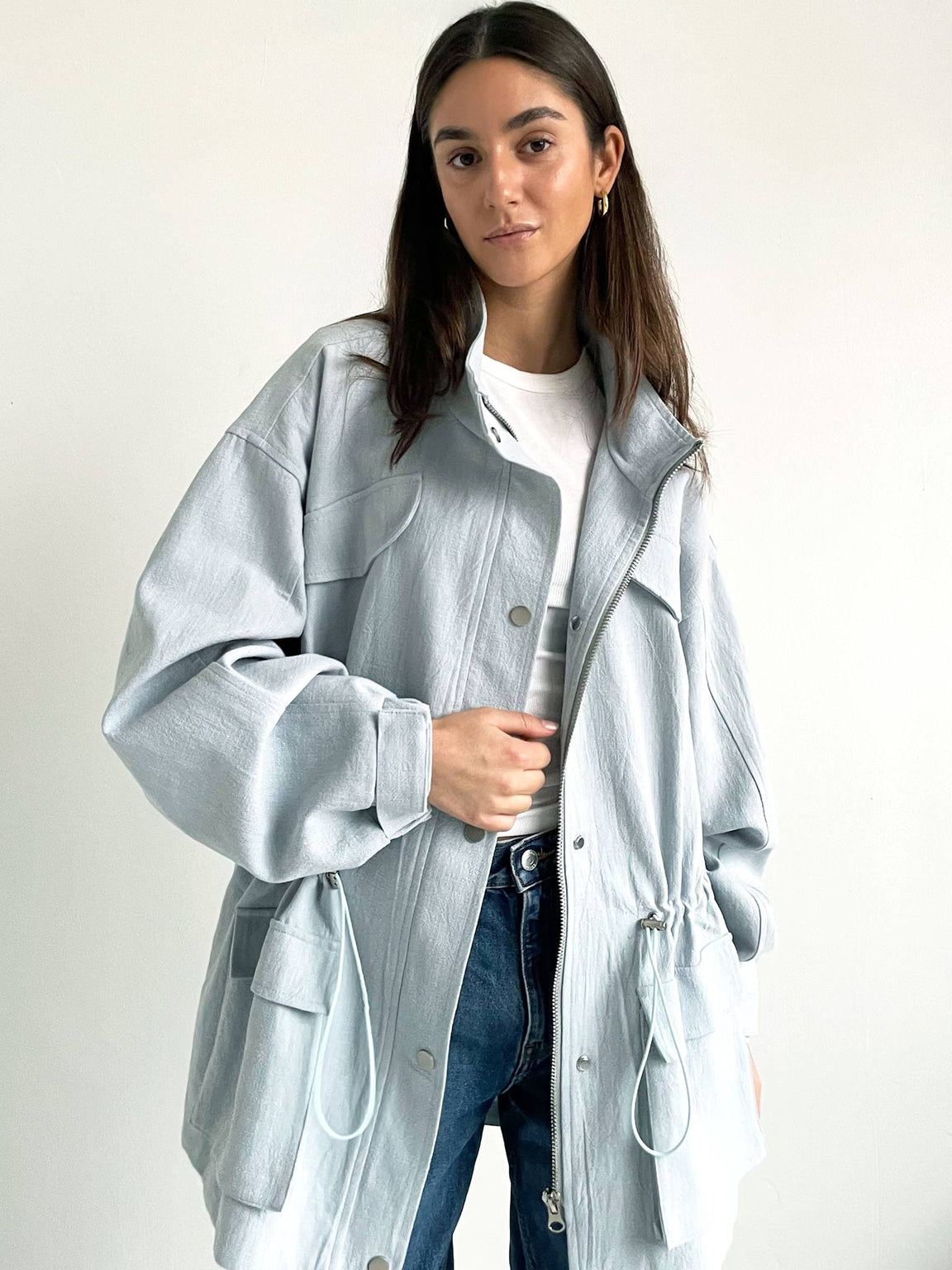 TRACY LINEN JACKET - LIGHT BLUE