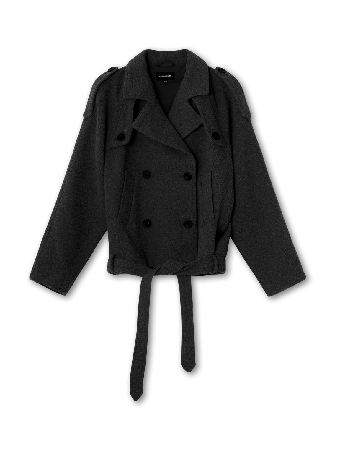 KIRA BOUCLE TRENCH JACKET - BLACK