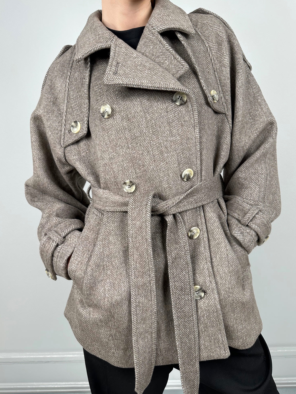 BEA WOOL JACKET - BEIGE/BROWN