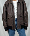 CLYDE LEATHER BOMBER - BROWN