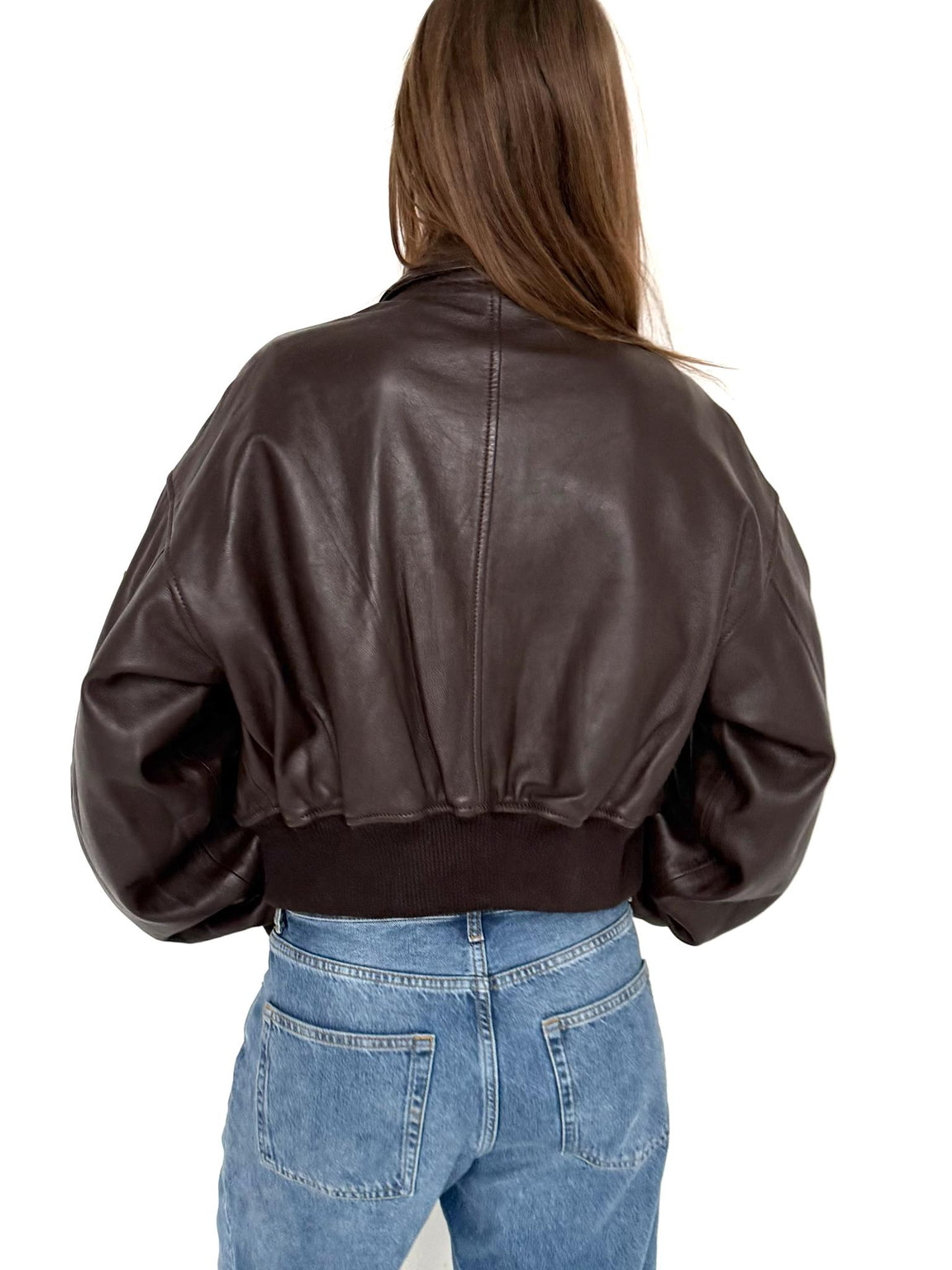 BONNIE LEATHER BOMBER - BROWN