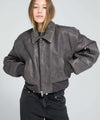 BONNIE CROPPED BOMBER - BROWN