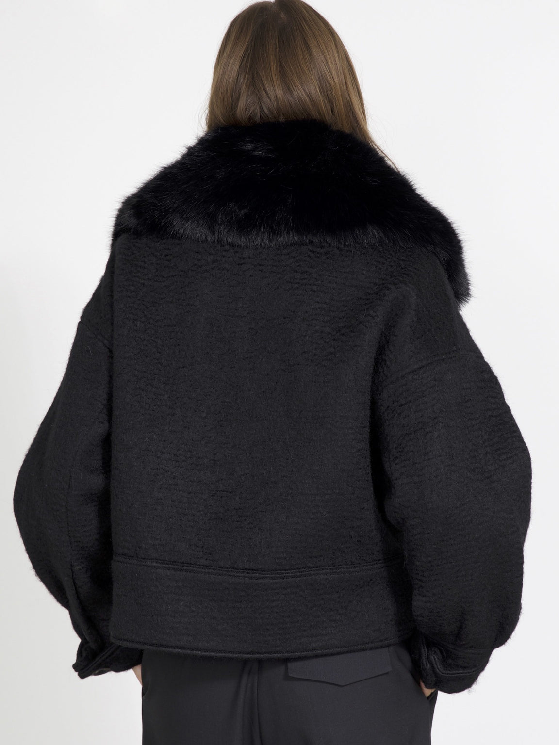 CHARLIE JACKET MOHAIR FAUX FUR - BLACK