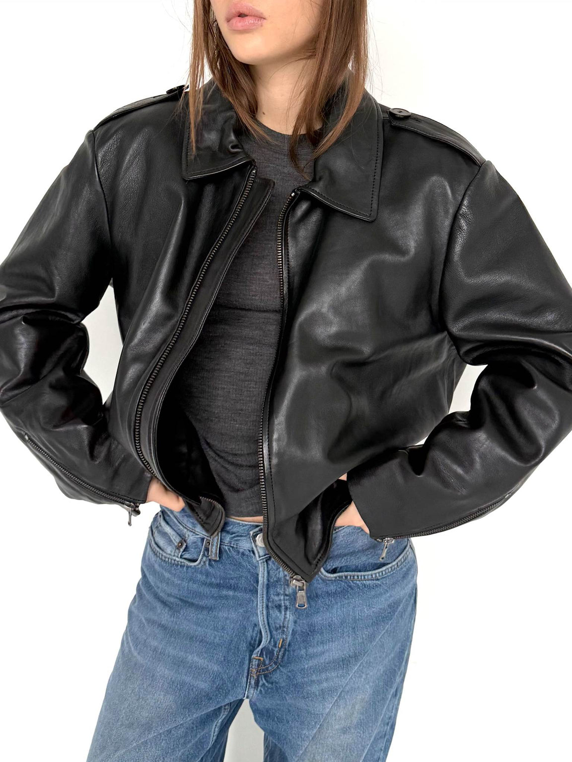 CLEO LEATHER JACKET - BLACK