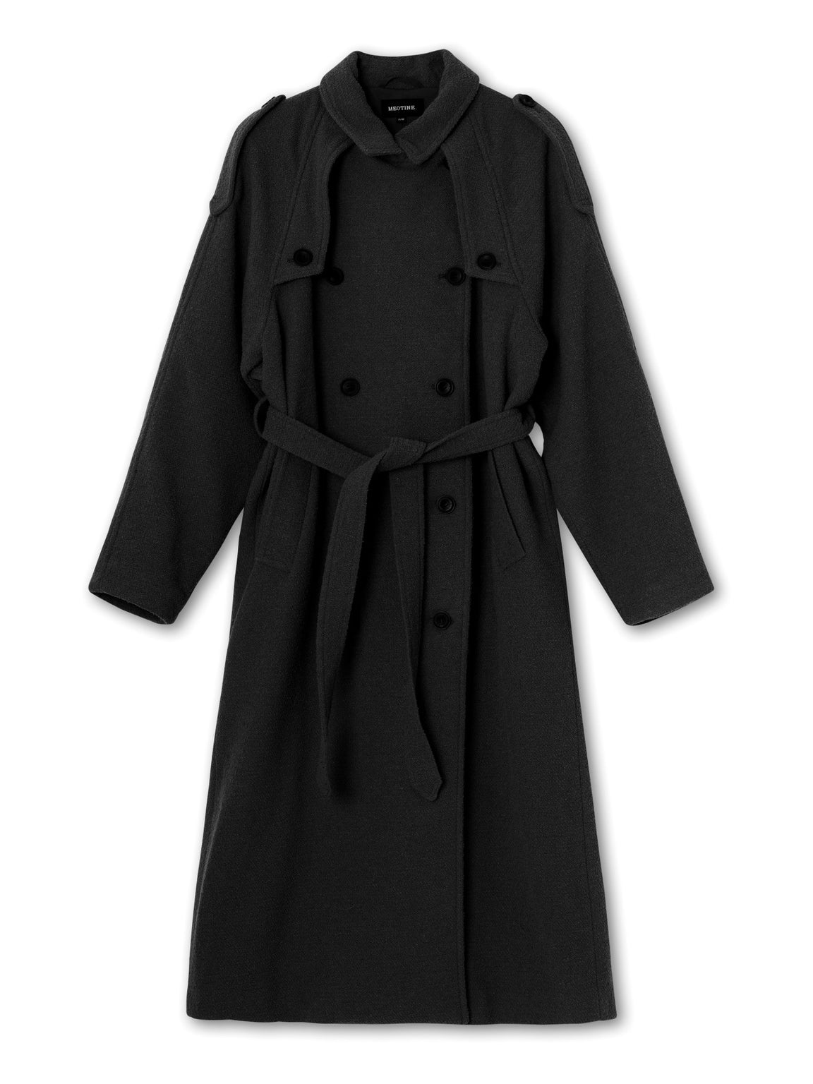 KIRA BOUCLE TRENCHCOAT - BLACK