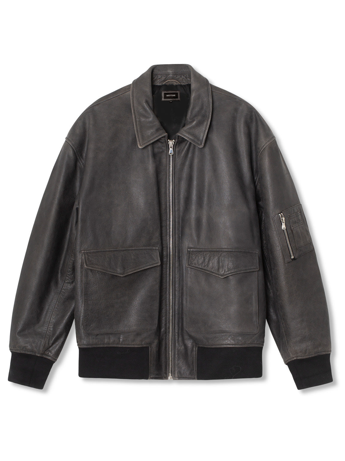 CLYDE LEATHER BOMBER - BLACK