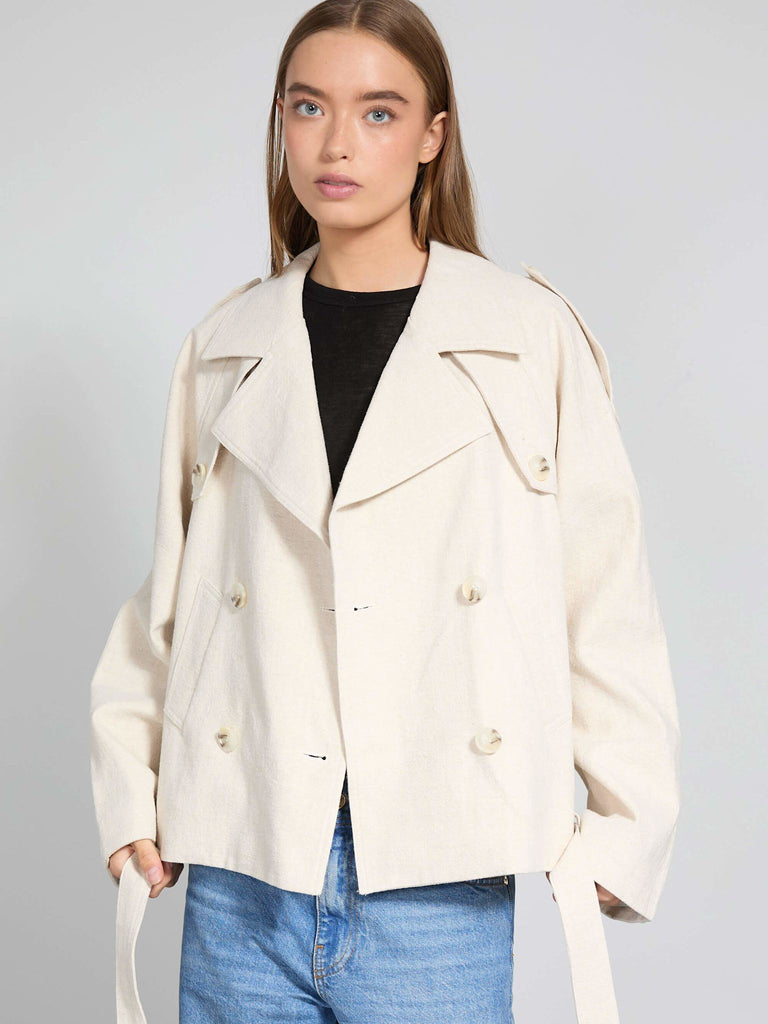 KIRA LINEN JACKET - CREME