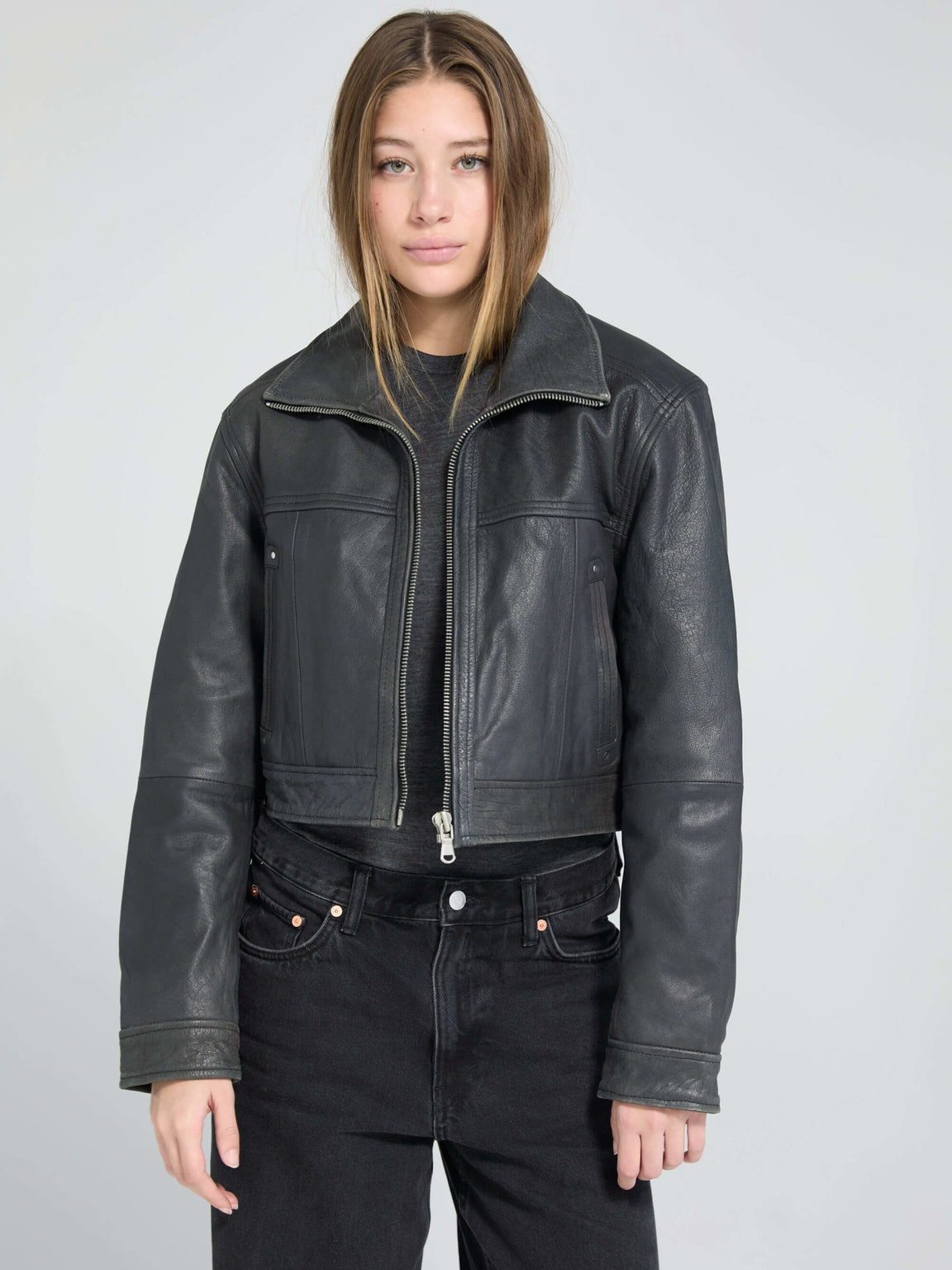 LYLE LEATHER JACKET - BLACK