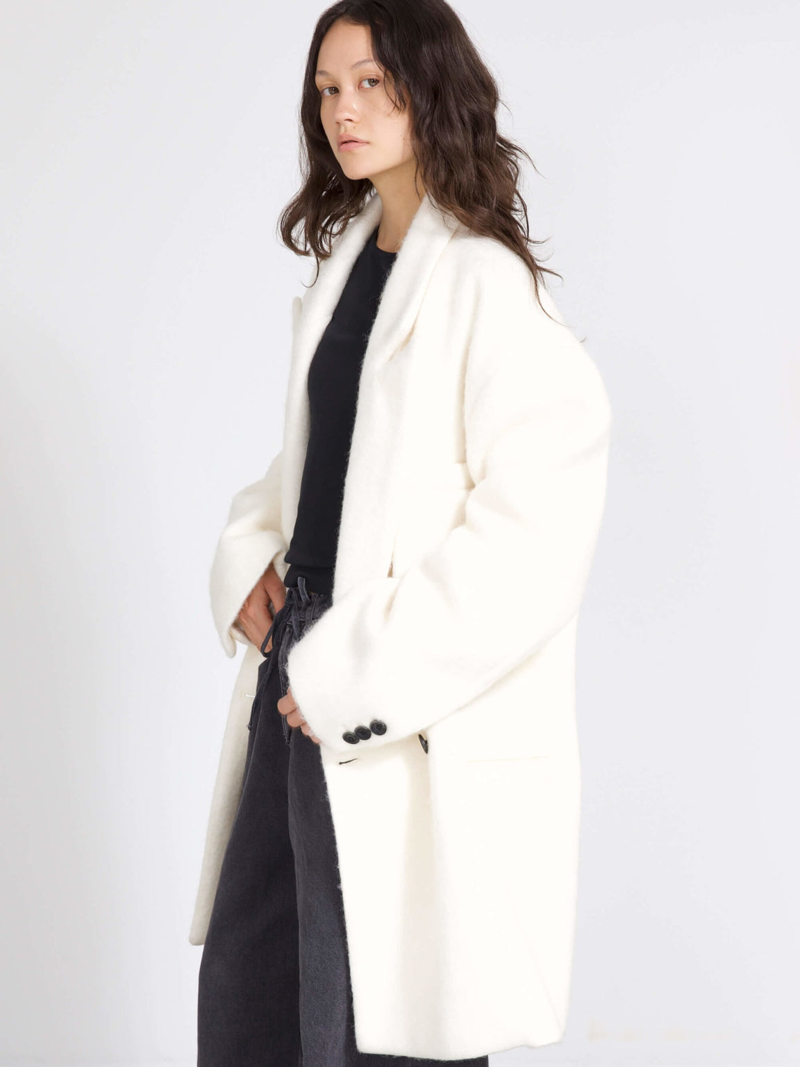 KYLIE MOHAIR COAT - CREME