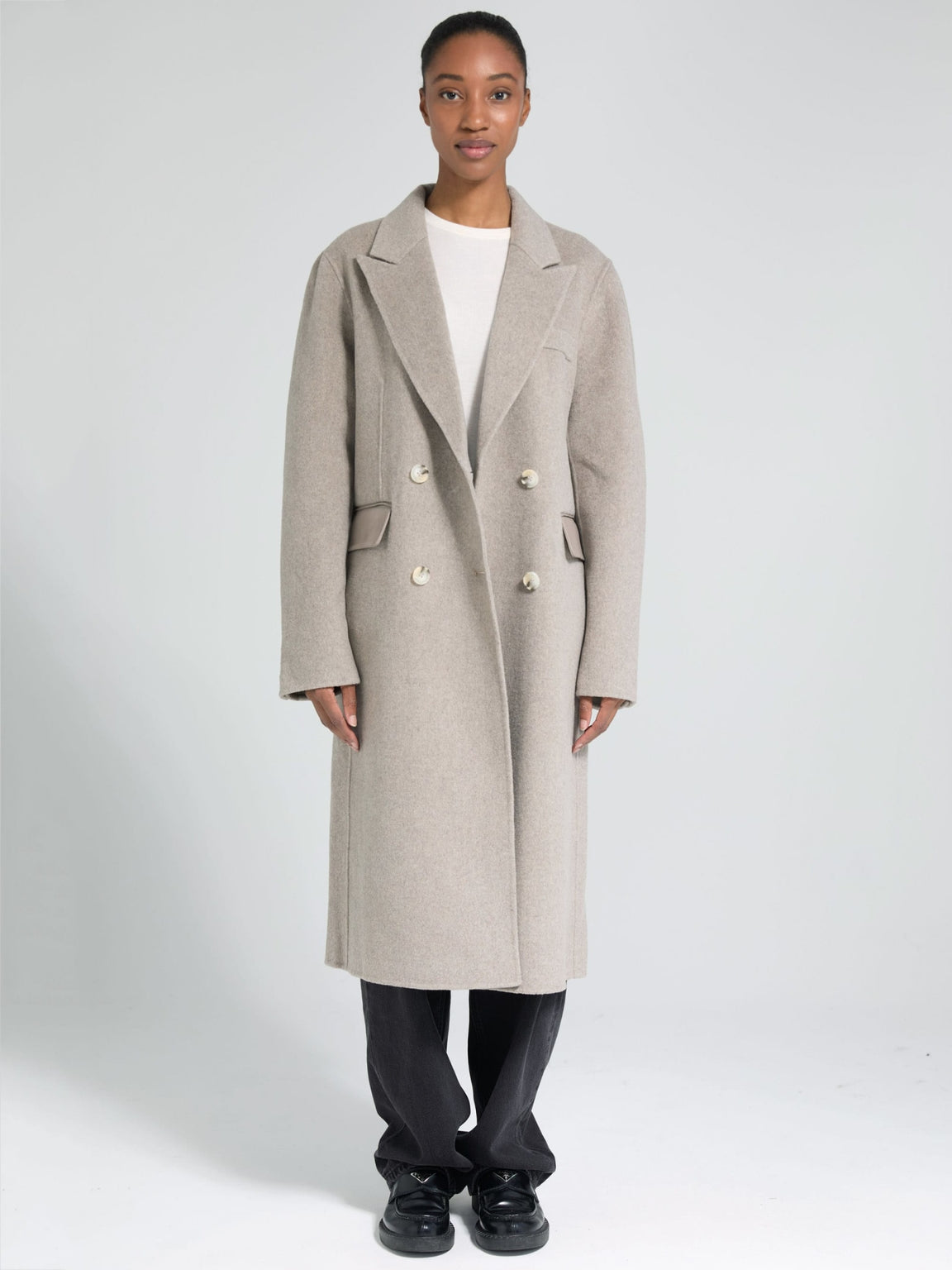 Double breasted wool fashion overcoat