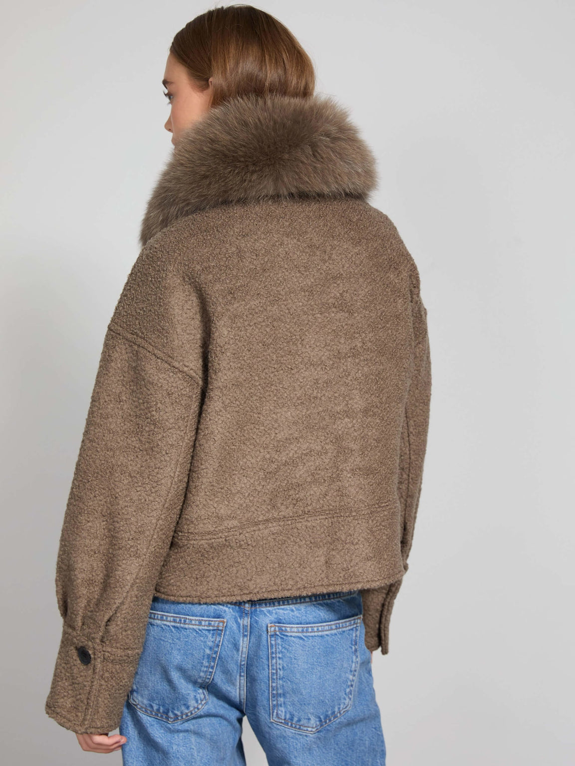 CHARLIE JACKET WOOL BOUCLE - GREY/BROWN