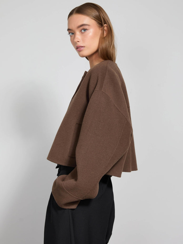 KARLA WOOL JACKET - BROWN