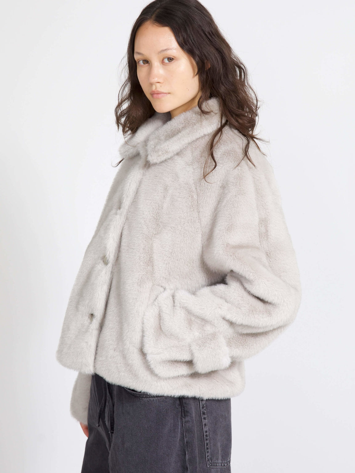 Light fur jacket best sale