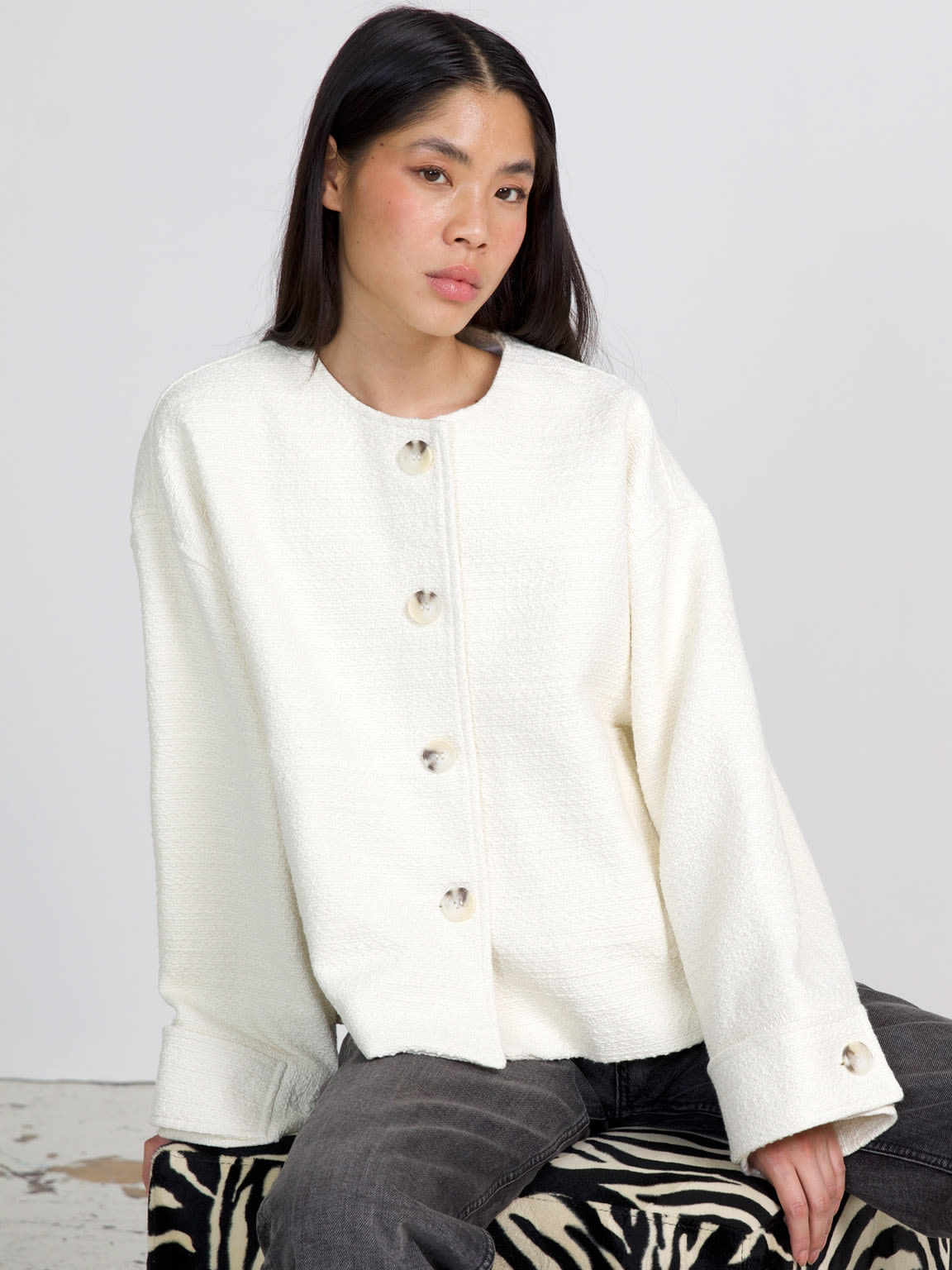 COCO TWEED JACKET - CREME