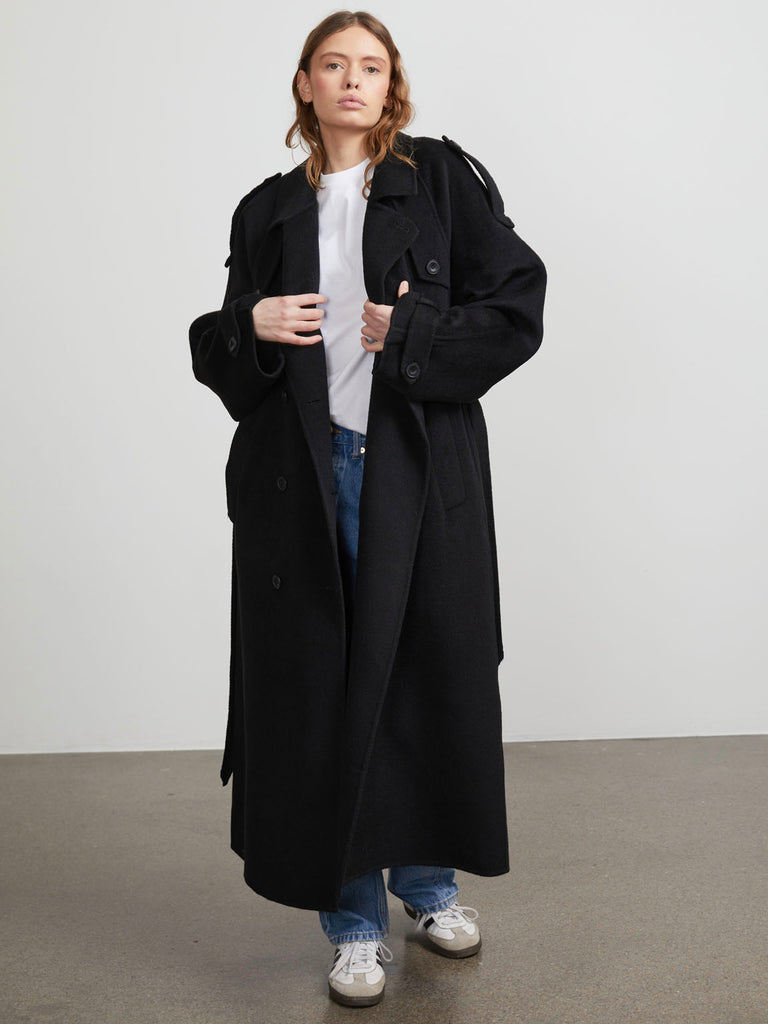 JOHN TRENCHCOAT - WOOL - BLACK