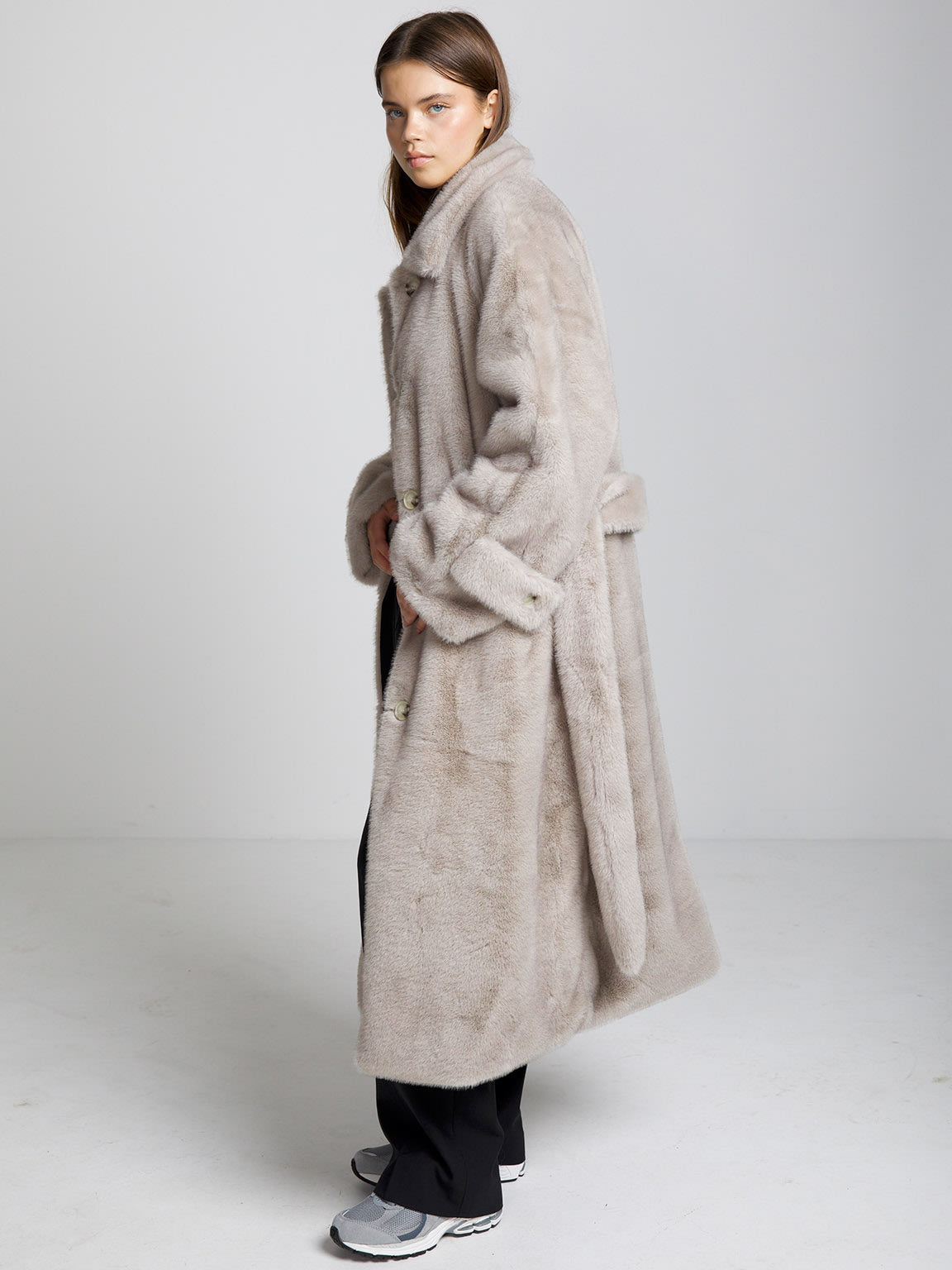 Light faux fur coat best sale