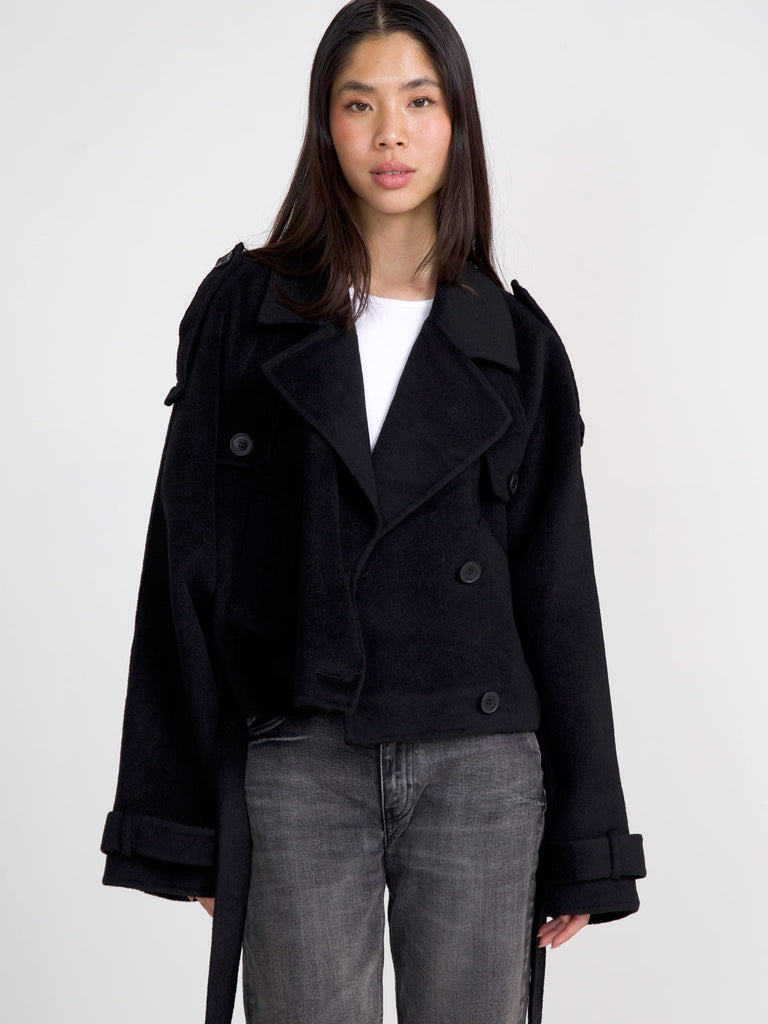 JOHN TRENCH JACKET - WOOL - BLACK