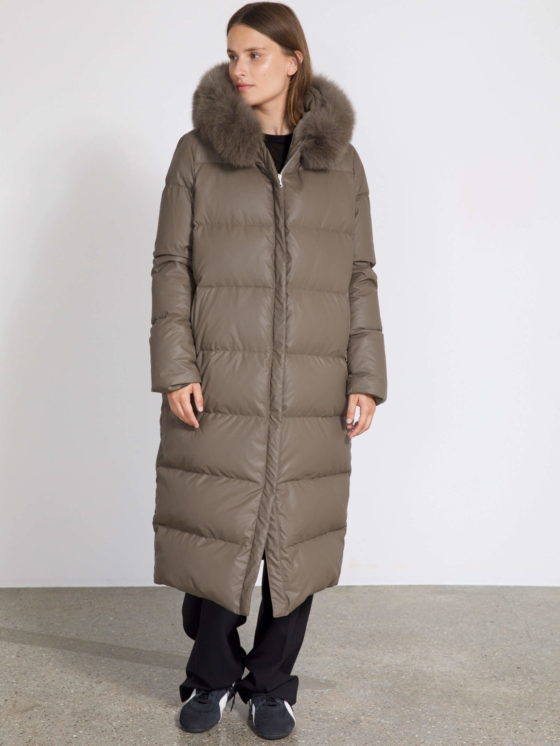 ALVA PUFFER COAT - GREY/BROWN