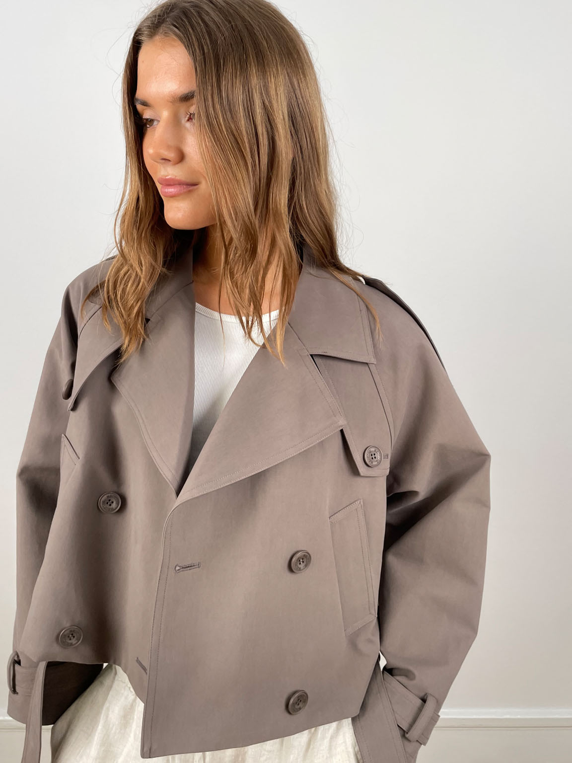BOBBY CANVAS TRENCH JACKET - GREY BROWN