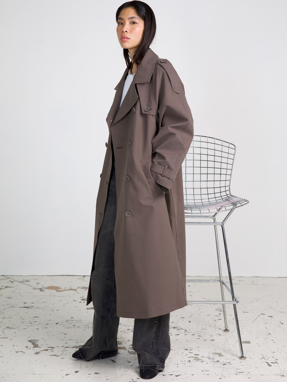 BOBBY CANVAS TRENCHCOAT - GREY BROWN
